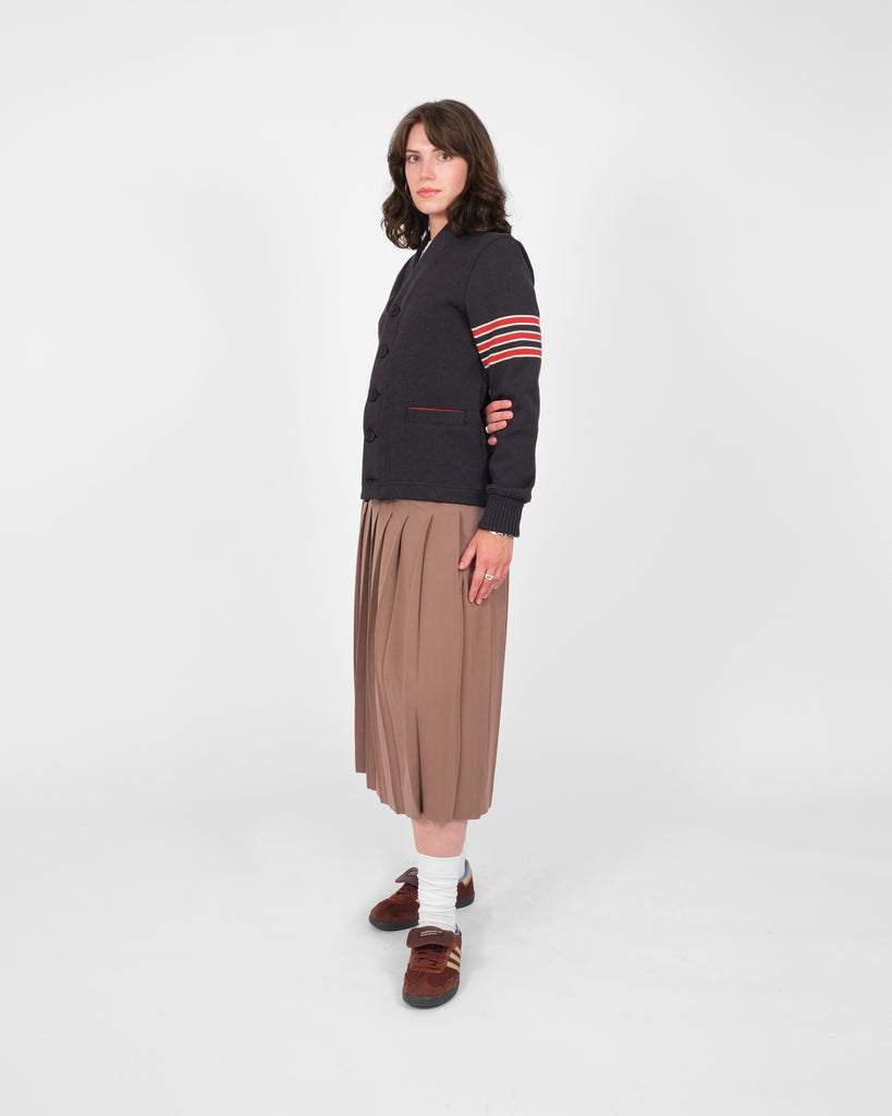 Women's Varsity Cardigan - Dark Charcoal / Forster Red & Off White