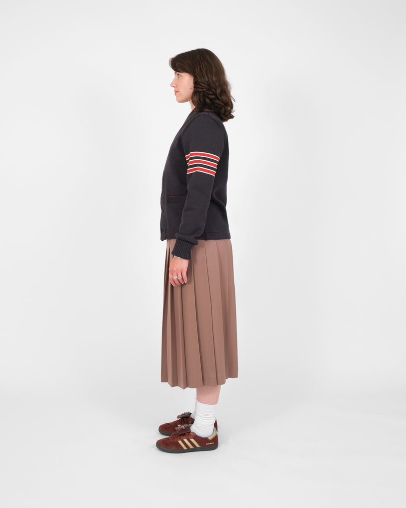 Women's Varsity Cardigan - Dark Charcoal / Forster Red & Off White