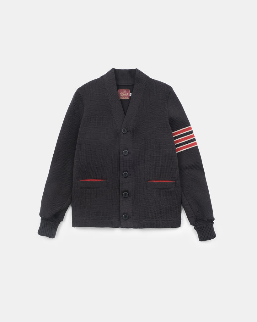 Women's Varsity Cardigan - Dark Charcoal / Forster Red & Off White