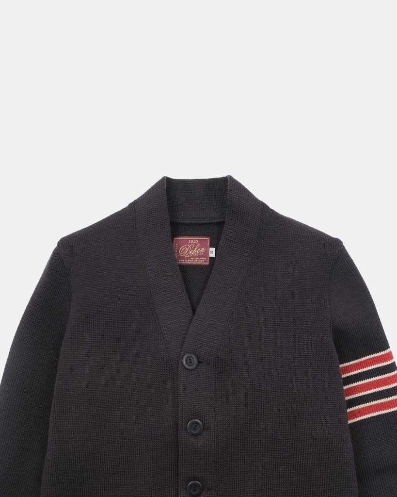 Women's Varsity Cardigan - Dark Charcoal / Forster Red & Off White