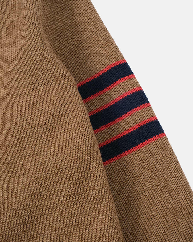 Women's Varsity Cardigan - Dark Tan / Dark Navy & Forster Red