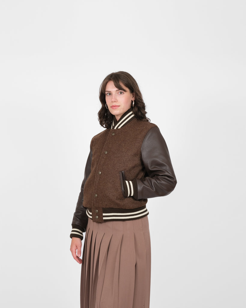 Women's Varsity Jacket - Medium Brown Mix