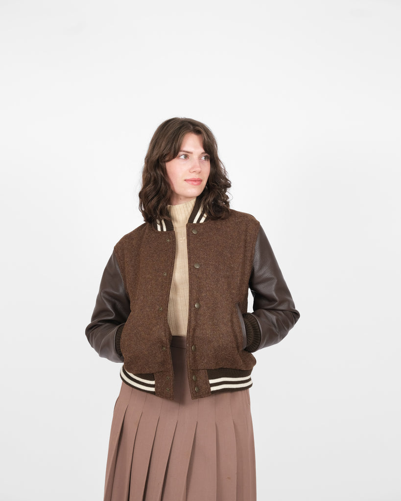 Women's Varsity Jacket - Medium Brown Mix