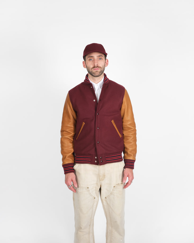 Varsity Jacket - Burgundy / Navy & Scarlet / Rust
