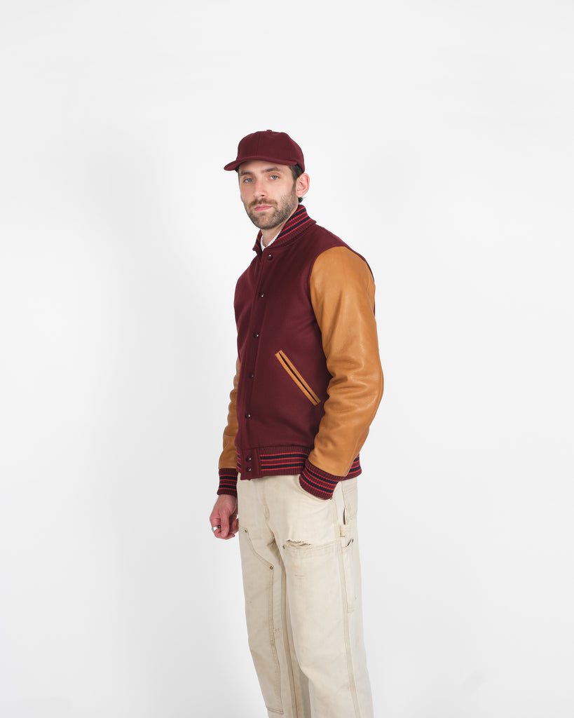 Varsity Jacket - Burgundy / Navy & Scarlet / Rust