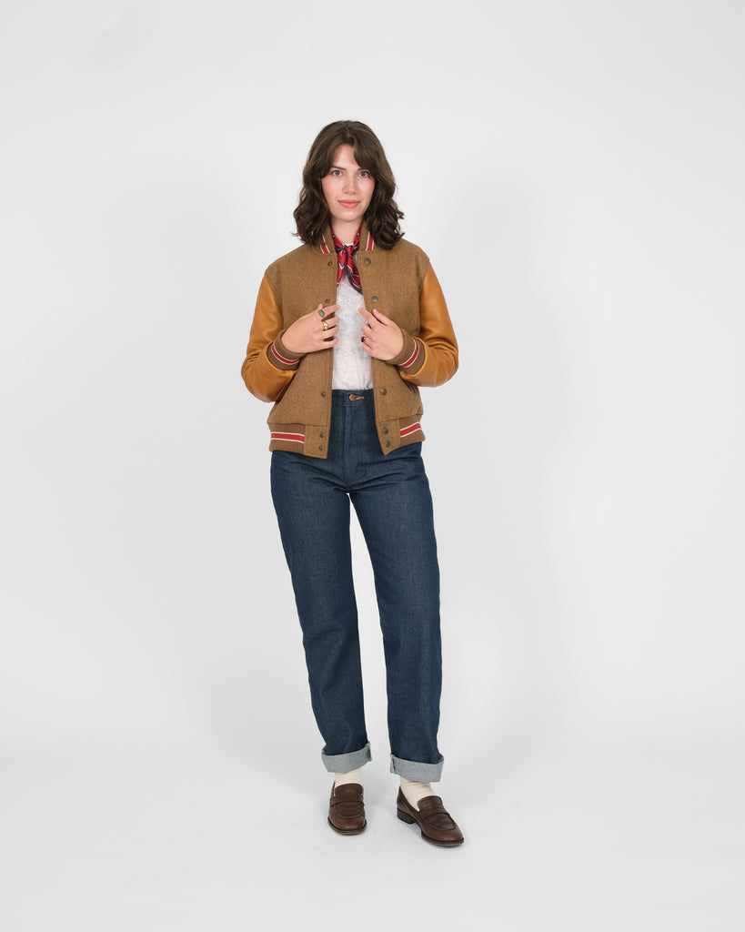 Women's Varsity Jacket - Dark Tan Mix