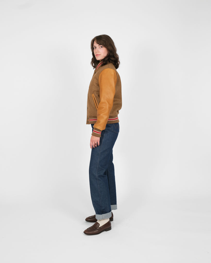 Women's Varsity Jacket - Dark Tan Mix