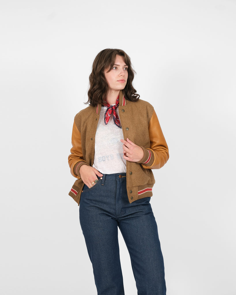 Women's Varsity Jacket - Dark Tan Mix