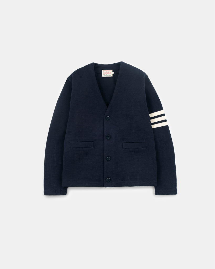 Slouchy Varsity Cardigan - Dark Navy / Off White