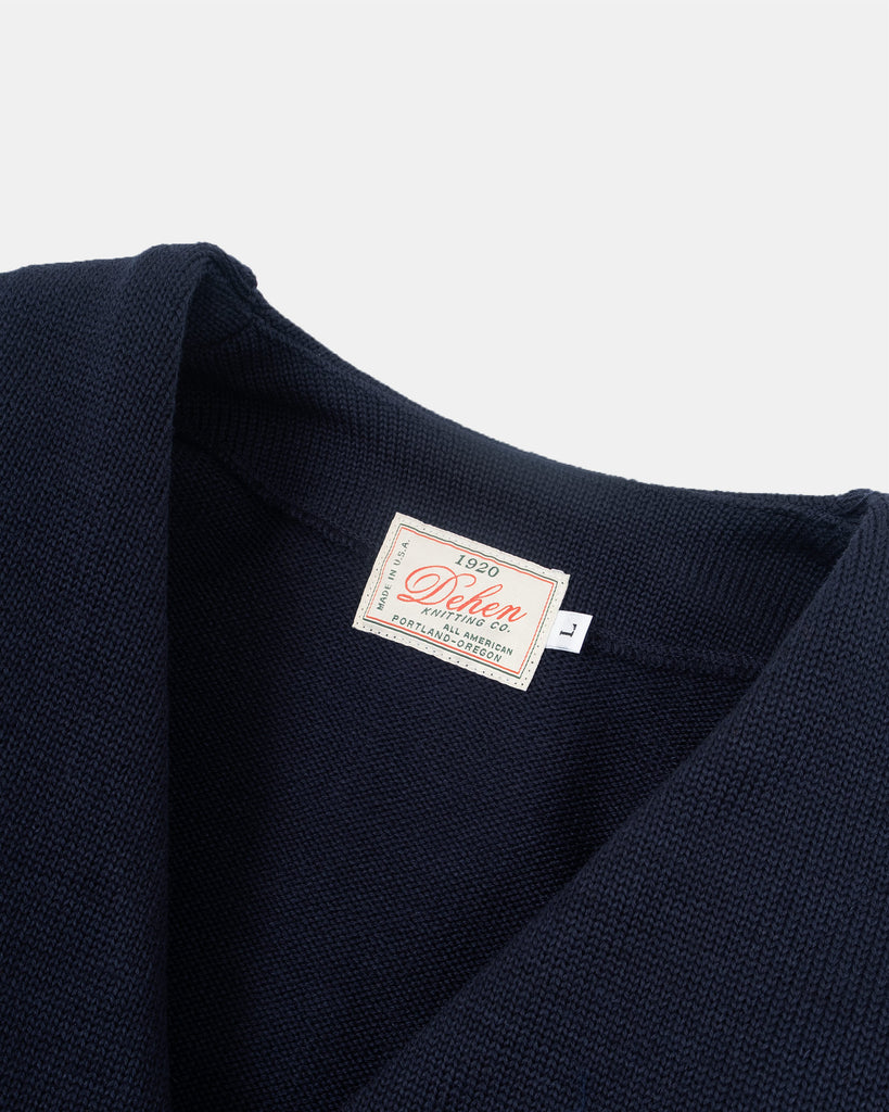 Slouchy Varsity Cardigan - Dark Navy / Off White