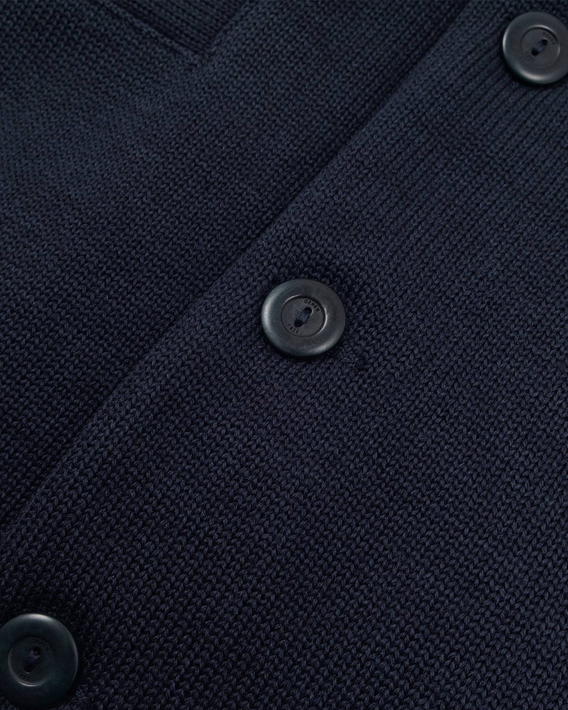 Slouchy Varsity Cardigan - Dark Navy / Off White