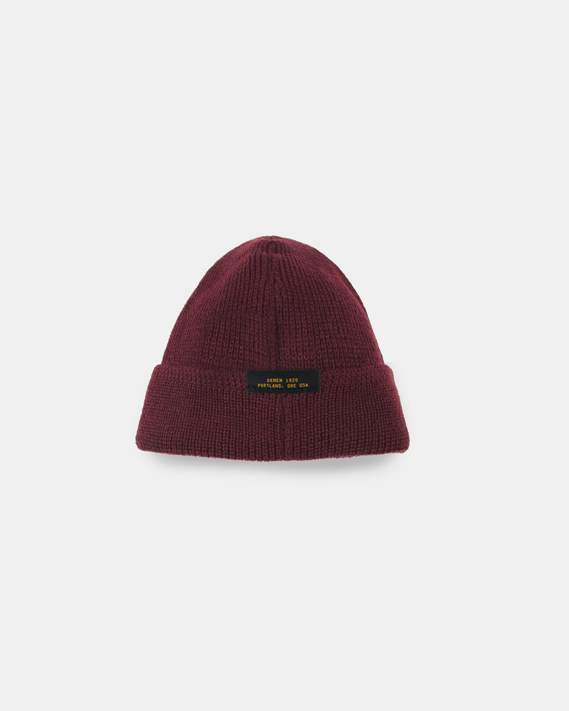 Wool Knit Watch Cap - Burgundy