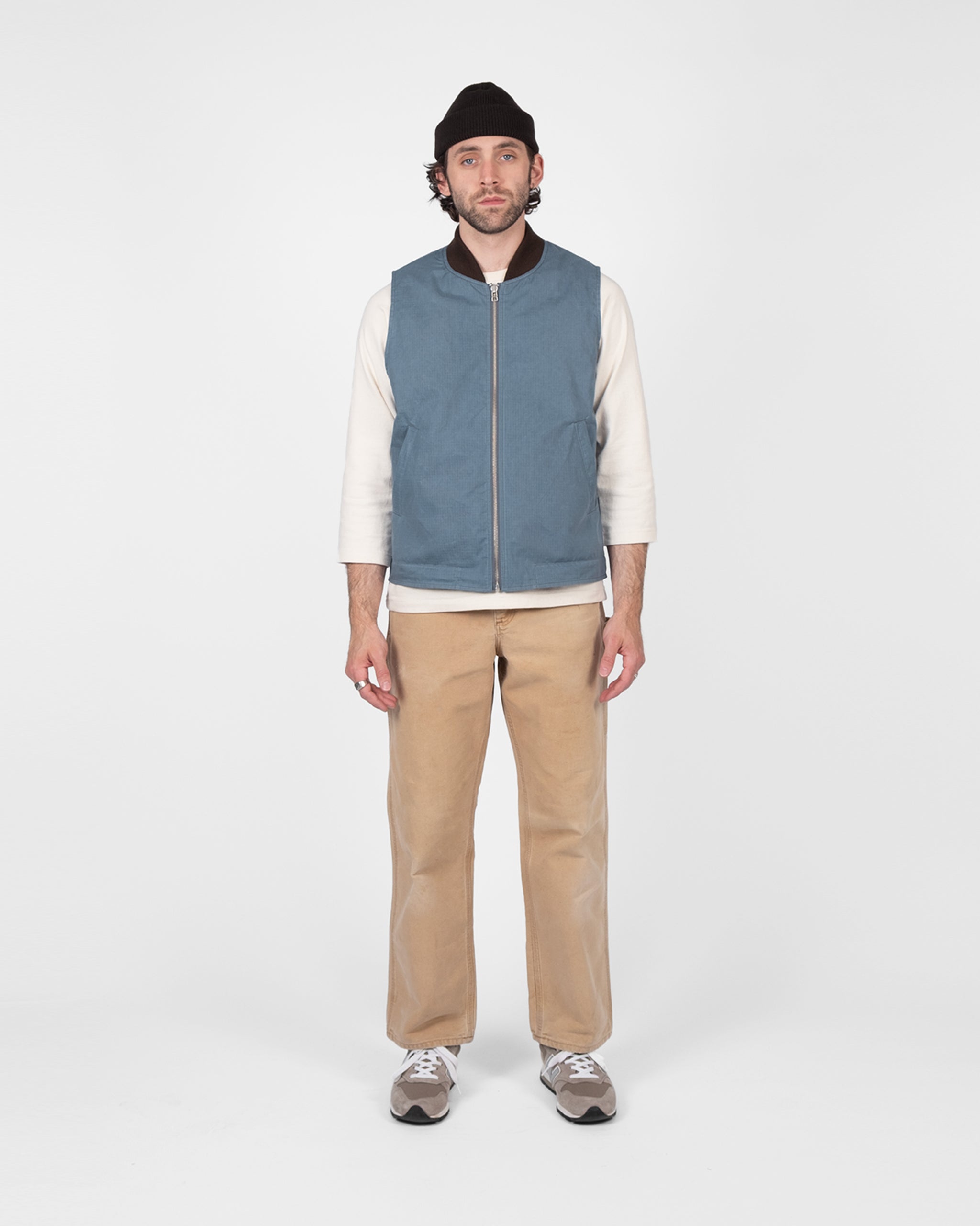 Flight Vest - Faded Blue Dry Waxed Rip Stop – Dehen 1920