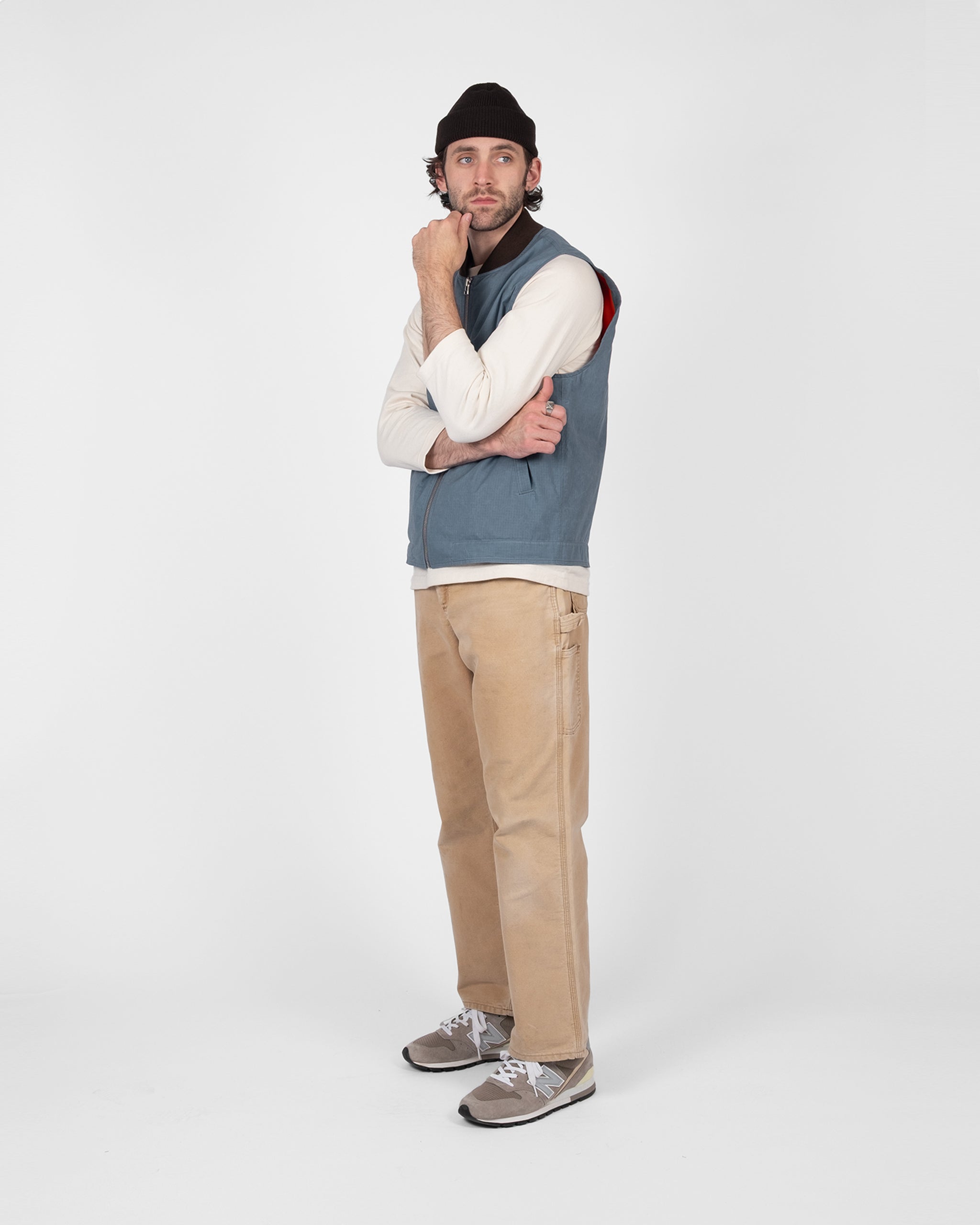 最終値下げtodayful Embroidery Middle Vest Flight Vest - Faded Blue Dry Waxed Rip Stop – Dehen 1920