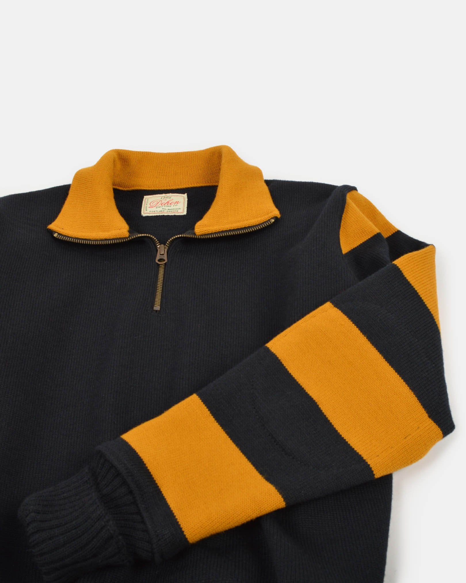 トップス SUNSEA 2950 MOTORCYCLE SWEATER SIZE 2 Motorcycle Sweater - Black / Old Gold – Dehen 1920