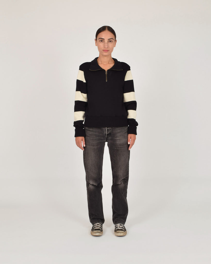 Women's Motorcycle Sweater - Black / Off White