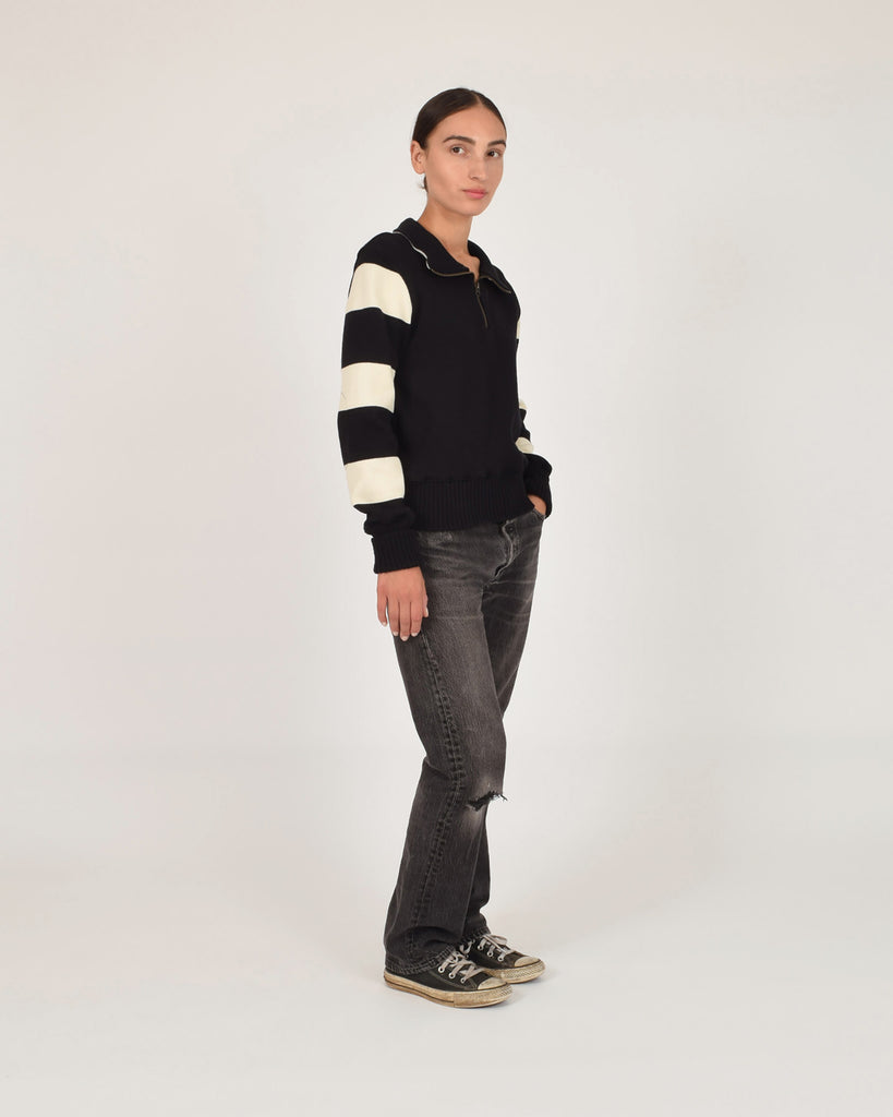 Women's Motorcycle Sweater - Black / Off White