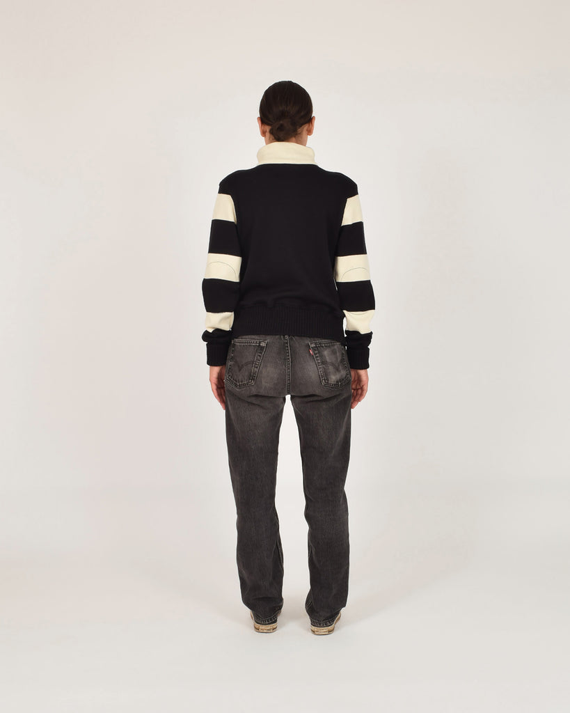 Women's Motorcycle Sweater - Black / Off White