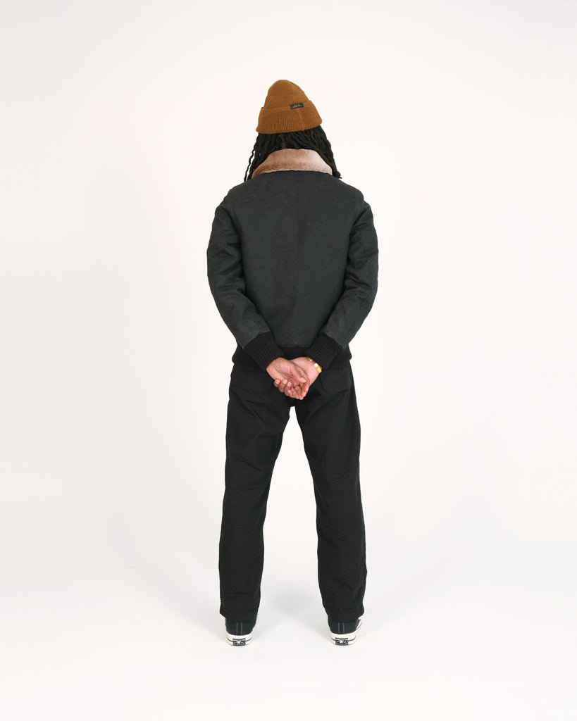 Waxed Canvas Flyer's Club Jacket - Black / Kodiak