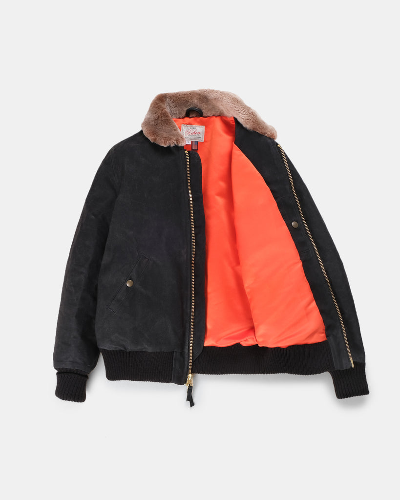 Waxed Canvas Flyer's Club Jacket - Black / Kodiak