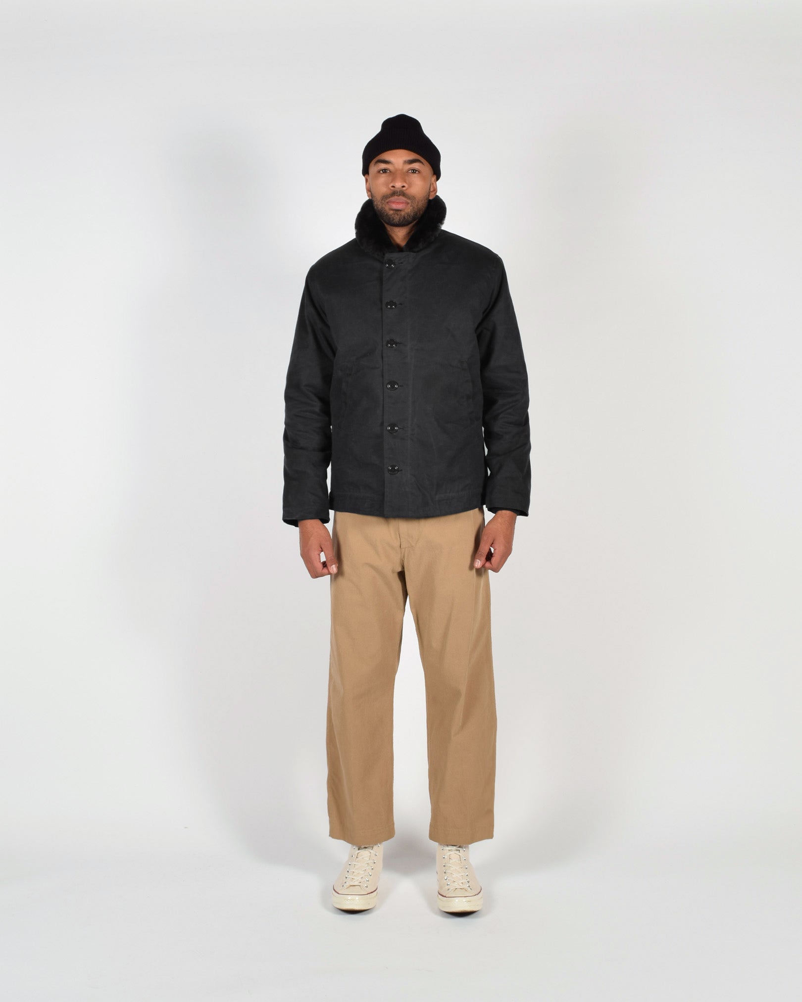 【N-1 Deck Jacket 】Black N-1 Deck Jacket - Black / Black – Dehen 1920