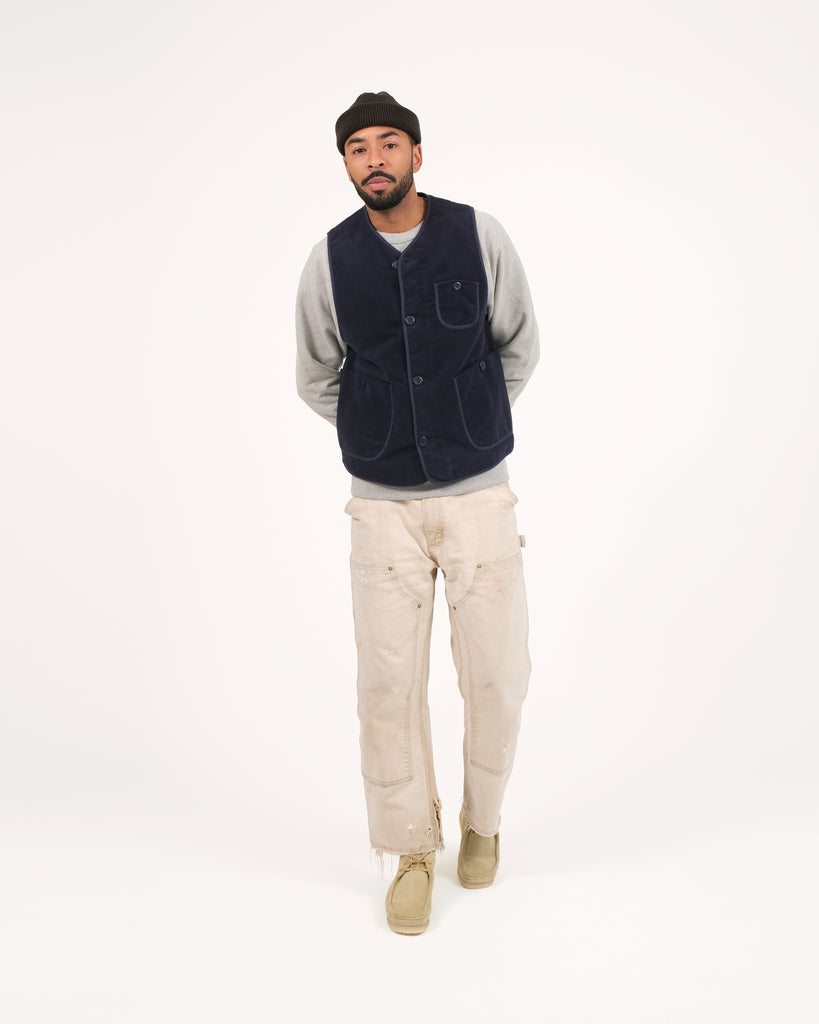 Woven Utility Vest - Navy Moleskin