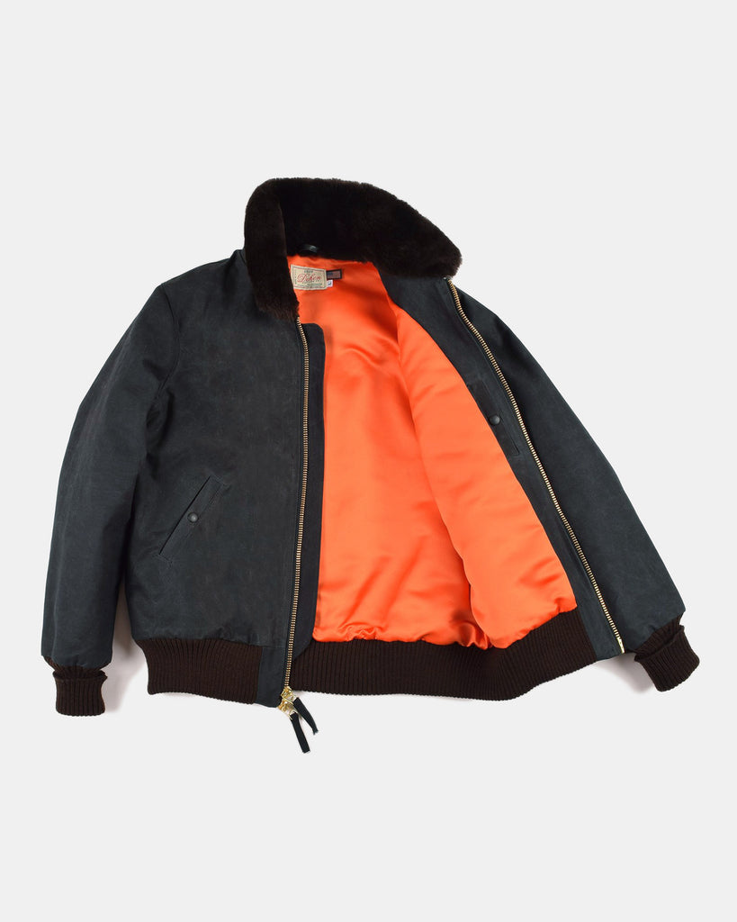 Waxed Canvas Flyer's Club Jacket - Black / Brown